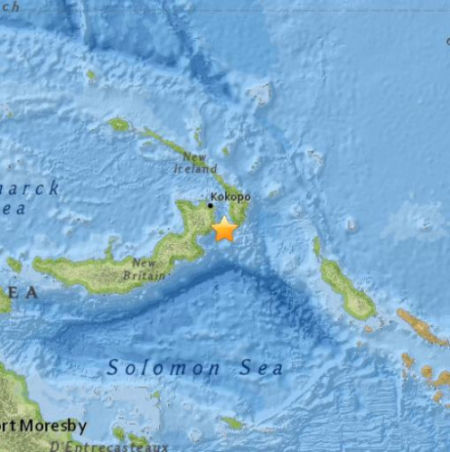 巴布亚新几内亚附近海域发生7.5级地震。
