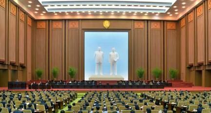 朝鲜9日在平壤举行第13届最高人民会议第三次会议。图片来源：朝中社。