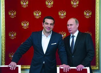 4月8日，俄罗斯莫斯科，俄罗斯总统普京会晤到访的希腊总理齐普拉斯。