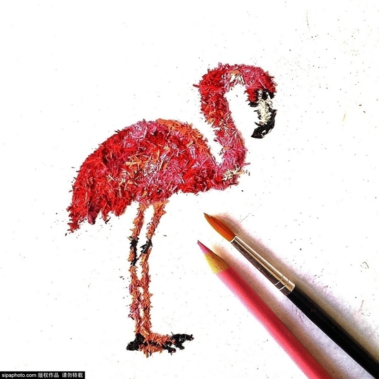 南非艺术家创意拼凑铅笔屑变艺术作品