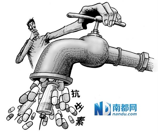 资料图:自来水含抗生素。CFP漫画 资料图:自来水含抗生素。CFP漫画