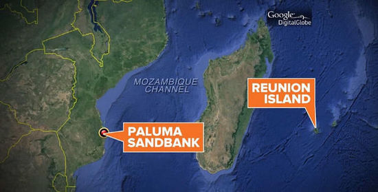 这次发现疑似残骸的莫桑比克与留尼旺岛位置示意图。