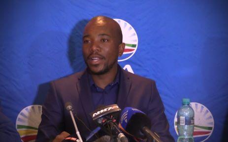 DA leader Mmusi Maimane speaking at the IEC result centre in Tshwane. Picture: Kgothatso Mogale/EWN