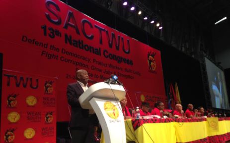 SACP Secretary General Blade Nzimande addresses Sactawu members at the union