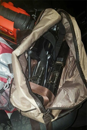 Weapons and ammunition found during arrests at a Sunninghill mall. (Supplied)