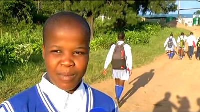 Pupil Thandeka Ndlovu says she struggles concentrating after her four hour walk to school. 