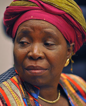 Nkosazana Dlamini-Zuma speaking during a press conference as head of the African Union (AU) Commission. (Simon Maina, AFP)