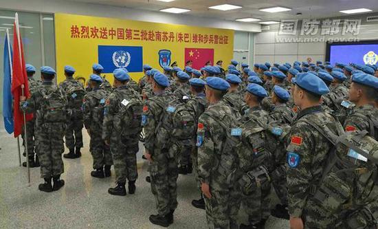 资料图：中国第三批赴南苏丹（朱巴）维和步兵营官兵