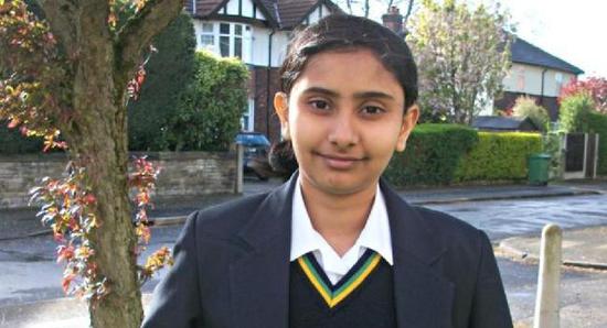 英格兰一名12岁的印度籍女孩智商高达162分（图片来源：《印度斯坦时报》）