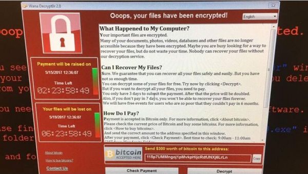 图说：英国一家医院计算机系统遭勒索软件袭击后的屏幕截图（美联社）