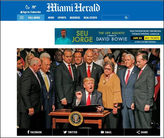 《迈阿密先驱报》报道截图