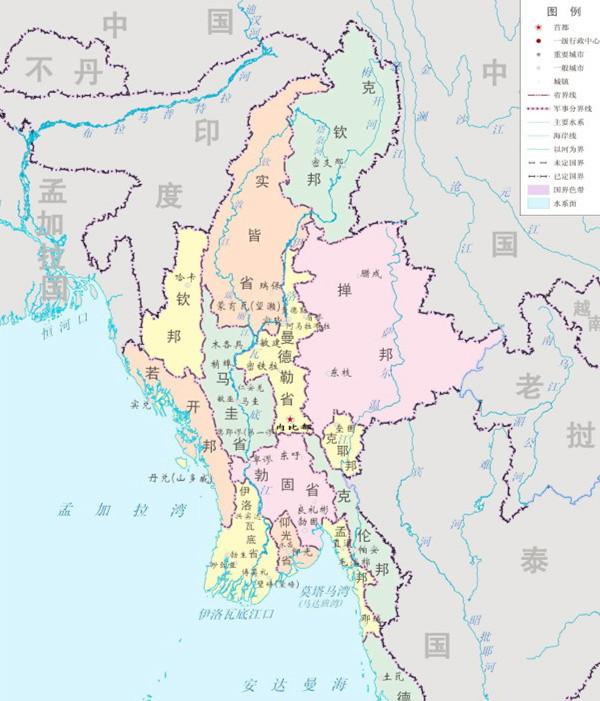 若开邦（此前的阿拉干地区）处于缅甸和孟加拉国的交界处。