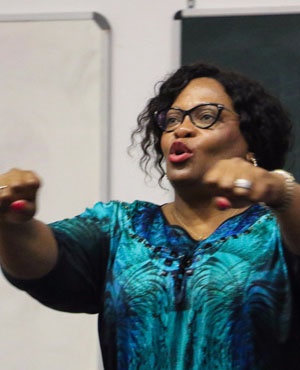 Minister of Water and Sanitation Nomvula Mokonyane joins Sasco supporters at the University of the Western Cape in song before an address. (Jan Gerber,  News24)