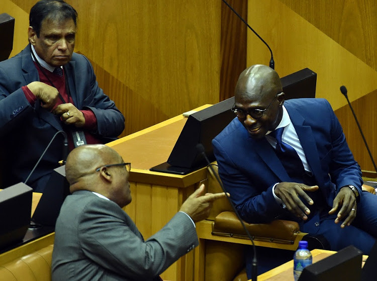 Malusi Gigaba and Jacob Zuma. Picture: ELMOND JIYANE