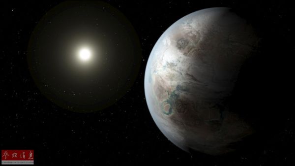  美国航天局公布的太阳系外行星开普勒-452b的概念图，该行星被科学家们称为“第二个地球”。