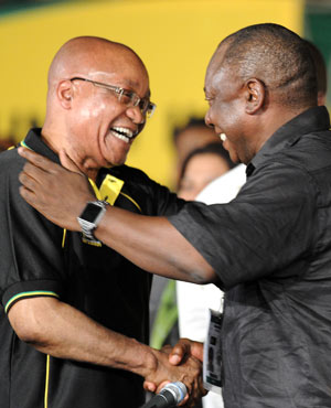 President Jacob Zuma with Deputy President Cyril Ramaphosa. (AFP)