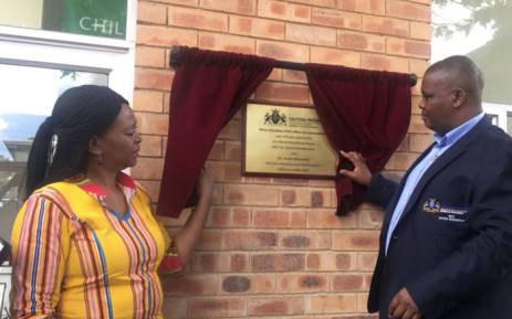 MEC Nandi Mayathula Khoza and Infrastructure Development MEC Jacob Mamabolo (R) officially launch Mary Moodley Centre in Benoni. Picture: @GPDID/Twitter.