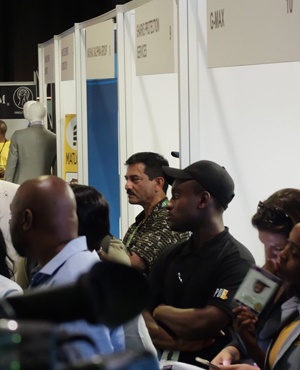 Roy Moodley at Nasrec outside Sharks Protection Services stall while media waiting on Jacob Zuma. (Jan Gerber, News24)