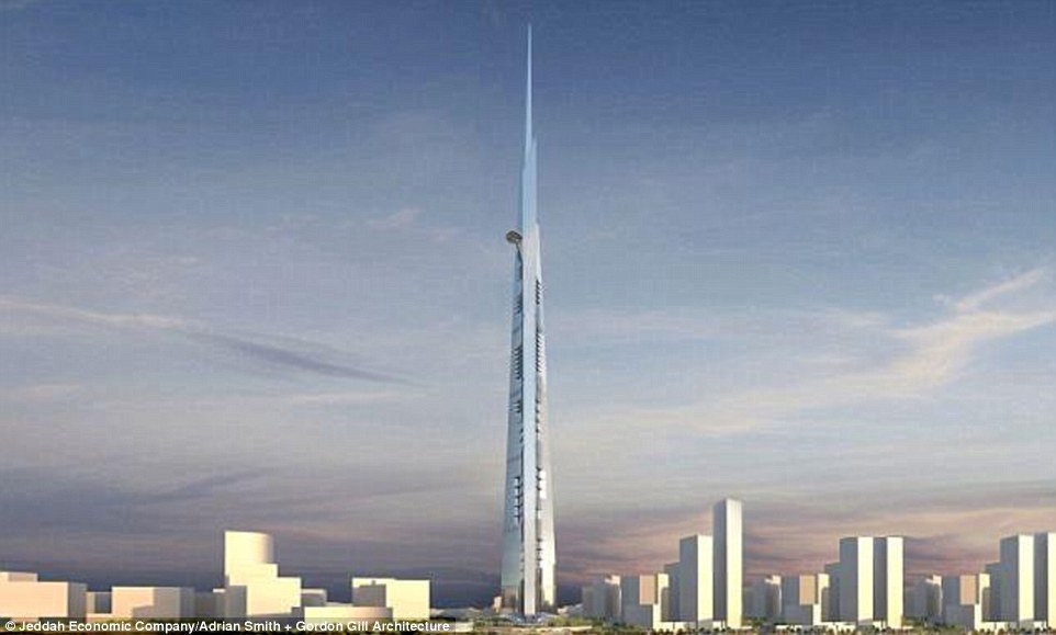 将于2019年竣工的世界第一高楼吉达塔的模型图。（图片来源：《每日邮报》）