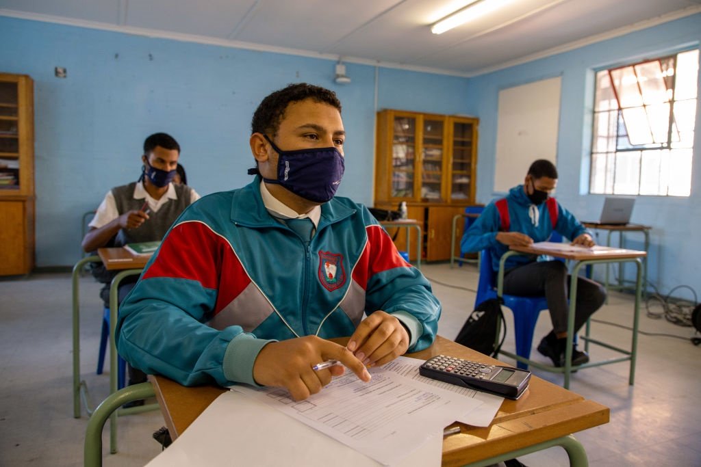 Pupils at Rosendaal Senior Secondary in Delft, Cape Town, during the Covid-19 pandemic.