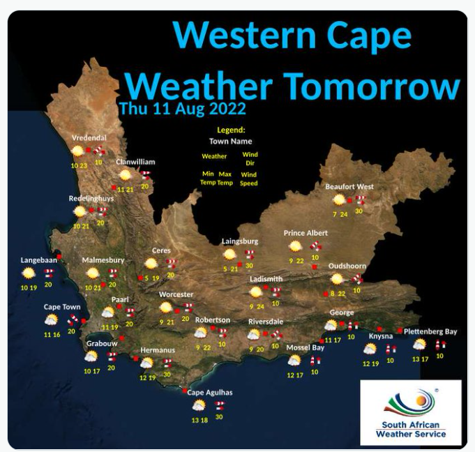 明日开始，南非部分地区将迎来非常寒冷、大风和潮湿的天气