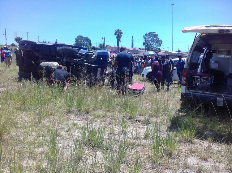 A man was seriously injured when the vehicle he was driving overturned.